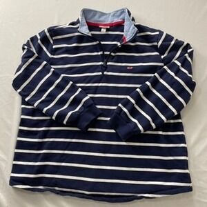 Vineyard Vines - Target Collab Navy White Striped 1/4 Zip Pullover Sweatshirt 1X